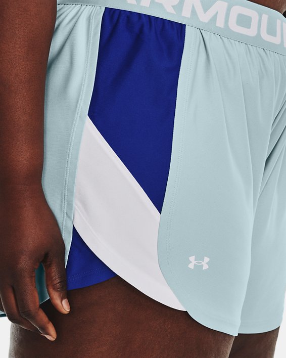 Women's UA Play Up Side Stripe Shorts, Blue, pdpMainDesktop image number 3